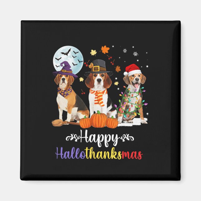 Imán Beagle Dog Halloween Feliz Navidad Halloth (Frente)