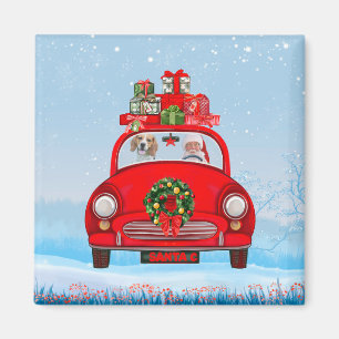Imán Beagle Dog In Car With Santa Claus 