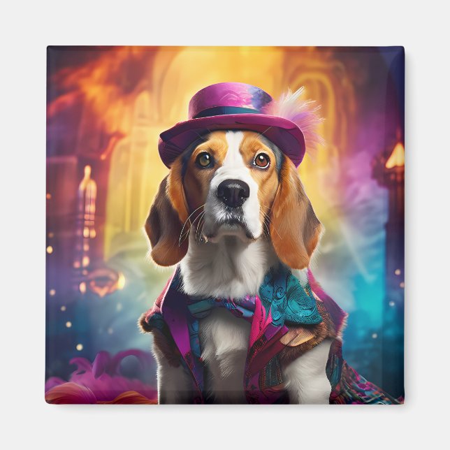 Imán Beagle en traje vibrante (Frente)