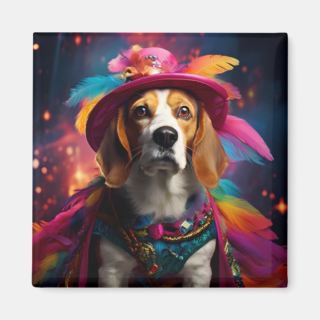 Imán Beagle en un Gorra de Feathered (Frente)