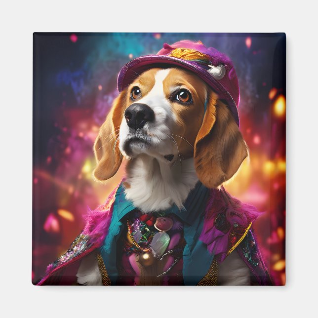 Imán Beagle en un Gorra rosado (Frente)