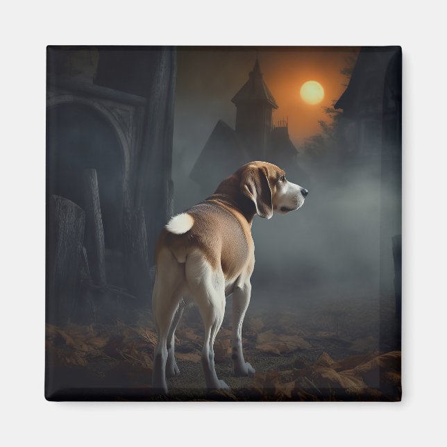 Imán Beagle Halloween Espantoso (Frente)
