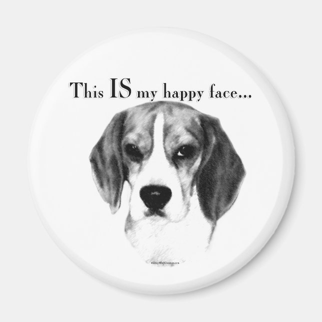 Imán Beagle Happy Face; Happy Beagle; Grumpy Beagle (Frente)