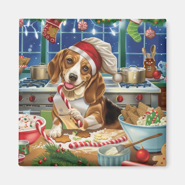 Imán Beagle Holiday Baking: Navidades festivos (Frente)