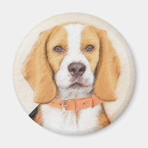 Imán Beagle Hound Dog Pintura original de animales