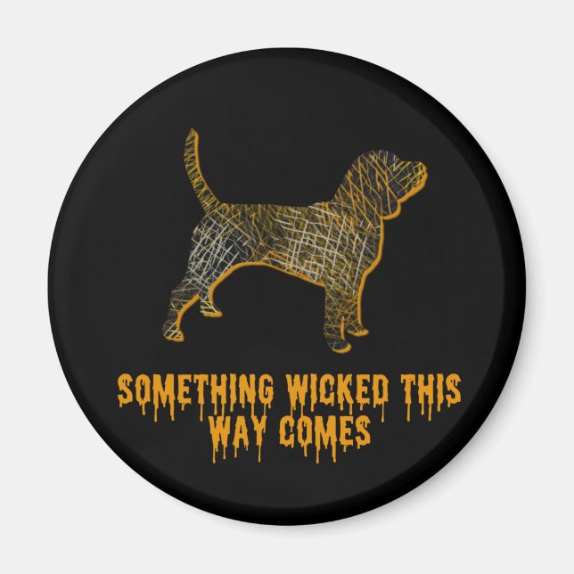 Imán Beagle Hound Dog Silhouette Fun Halloween (Frente)