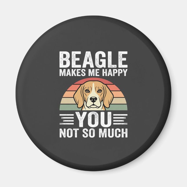 Imán Beagle Me Hace Feliz Amante De Los Perros (Frente)
