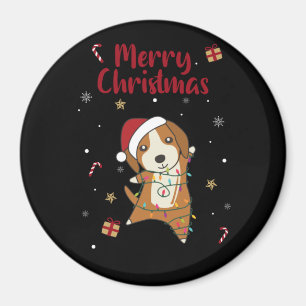 Imán Beagle Merry Christmas Winter Animals Dog