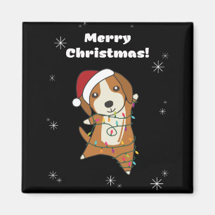 Imán Beagle Merry Christmas Winter Animals Dog