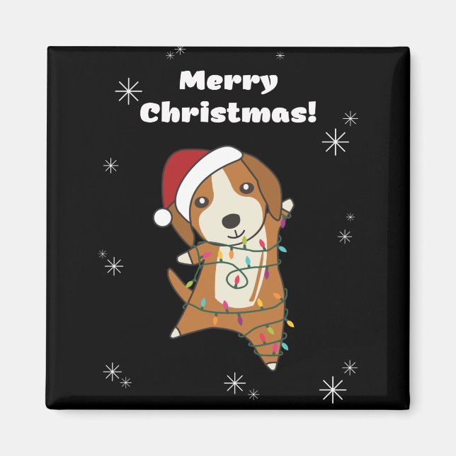 Imán Beagle Merry Christmas Winter Animals Dog (Frente)