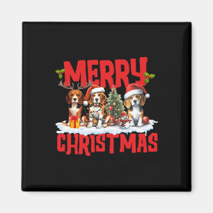 Imán Beagle navideña dulce perro Santa Hat reno