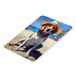 Imán Beagle on Beach, regalo de verano para los amantes
