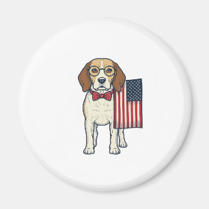 Imán Beagle Patriótico con Bandera Arte Vectorial Vinta
