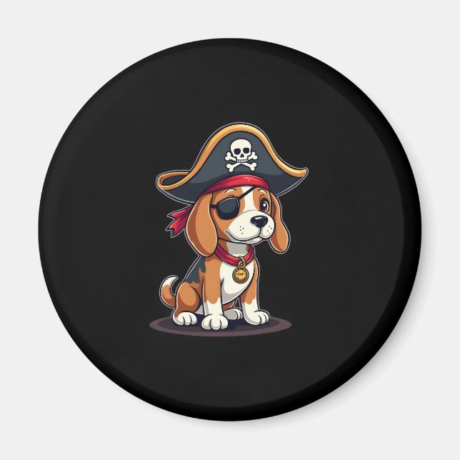 Imán Beagle Pirate Costume Jolly Roger Bandera Cruz de  (Frente)