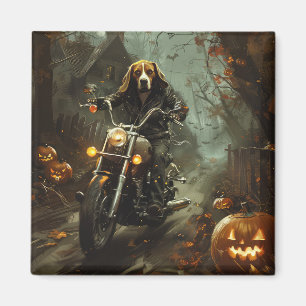 Imán Beagle Riding Motorcycle Halloween Scary