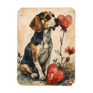 Imán Beagle Vintage El día de San Valentín