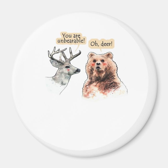 Imán Bear And Deer Conversation Funny Wildlife Design  (Frente)