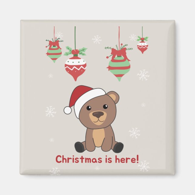 Imán Bear Merry Christmas Winter Animals Bears Magnet (Frente)