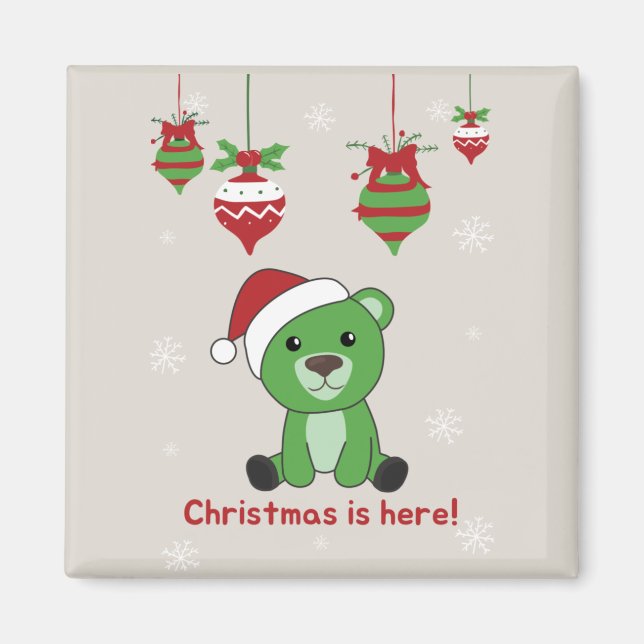 Imán Bear Merry Christmas Winter Animals Bears Magnet (Frente)