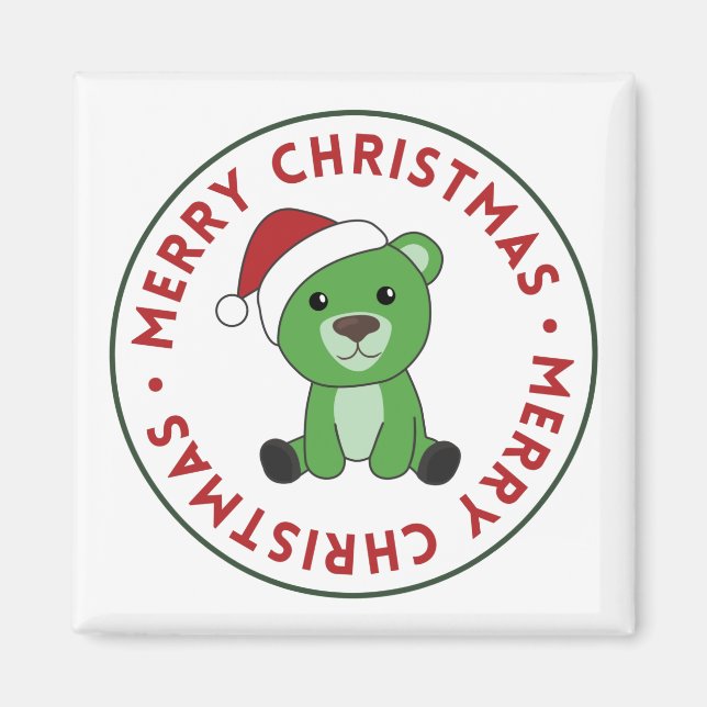 Imán Bear Merry Christmas Winter Animals Bears Magnet (Frente)