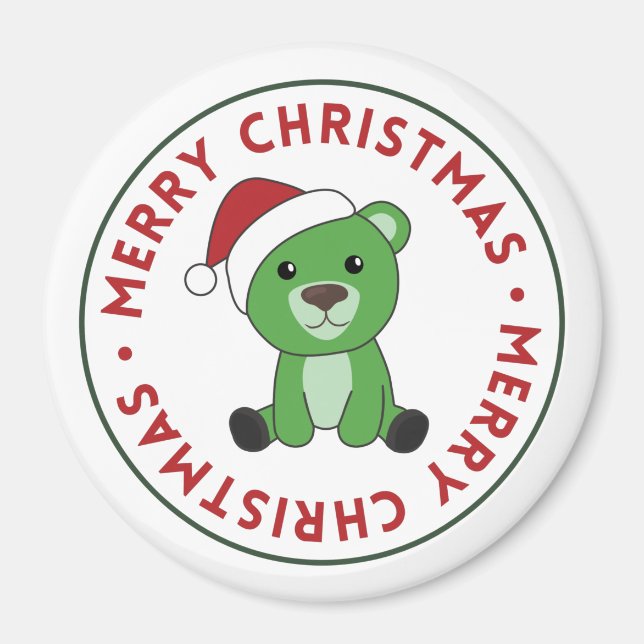 Imán Bear Merry Christmas Winter Animals Bears Magnet (Frente)