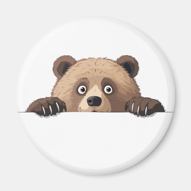 Imán Bear Peeking Cute Adorable Gracioso Personalizado  (Frente)