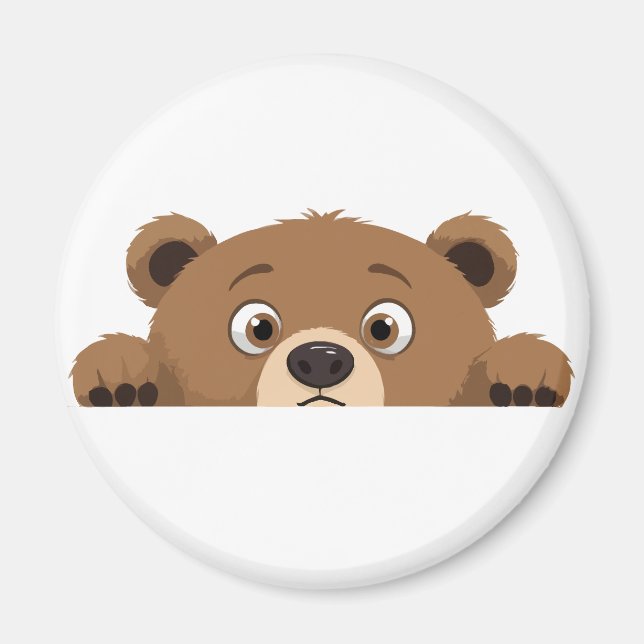 Imán Bear Peeking Cute Adorable Gracioso Personalizado  (Frente)