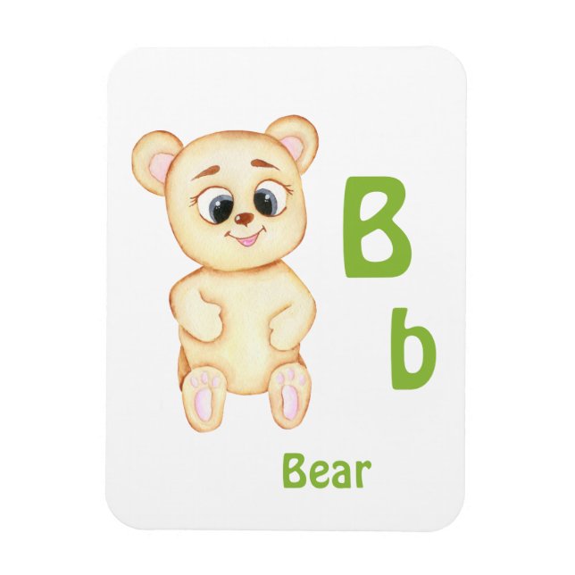 Imán Bear personalizar ABC: Letra B - Añadir tu nombre (Vertical)