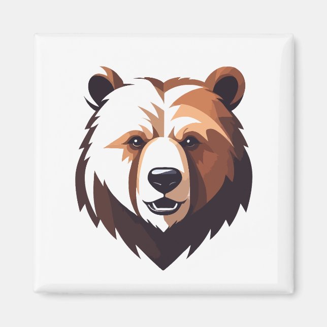 Imán Bear Vector Art Animal Moderno Ciudad Urbana Gráfi (Frente)