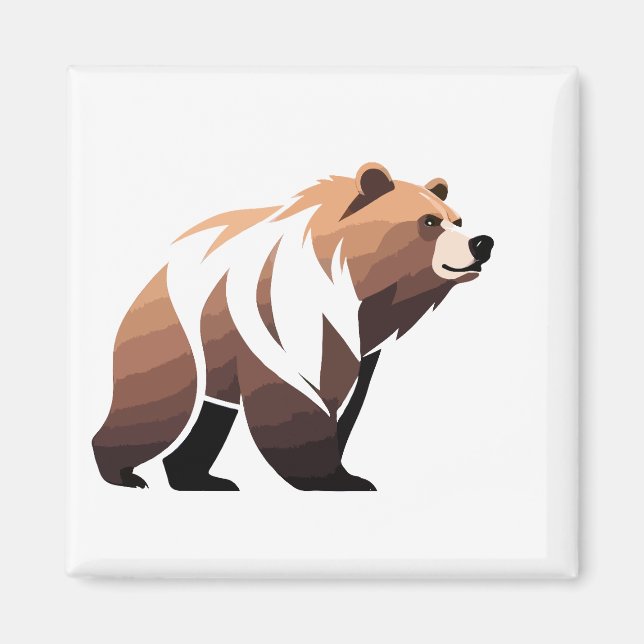 Imán Bear Vector Art Animal Moderno Ciudad Urbana Gráfi (Frente)