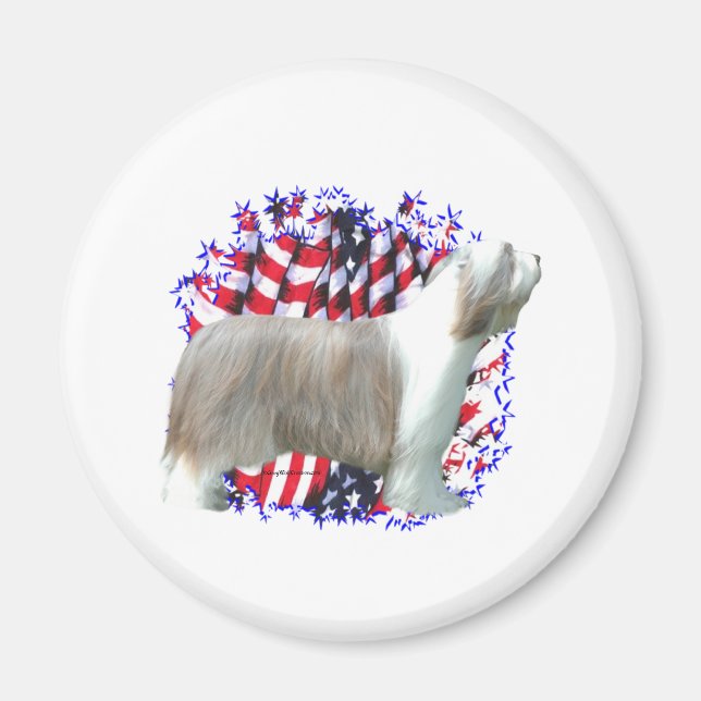 Imán Bearded Collie Patriot (Frente)