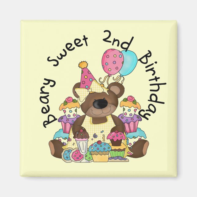 Imán Beary Sweet 2º cumpleaños camisetas y regalos (Frente)