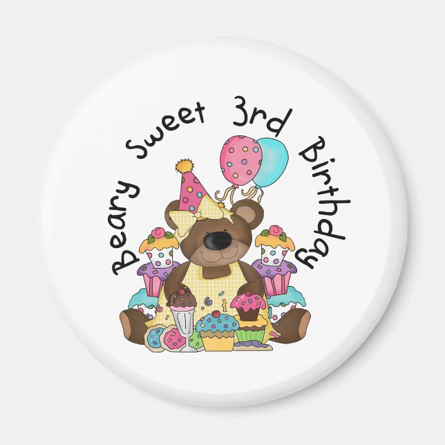 Imán Beary Sweet 3er cumpleaños camisetas y regalos (Frente)