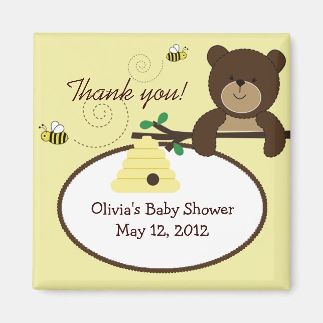 Imán Beary Sweet Bear & Bee Baby Shower Favnet Magnet (Frente)