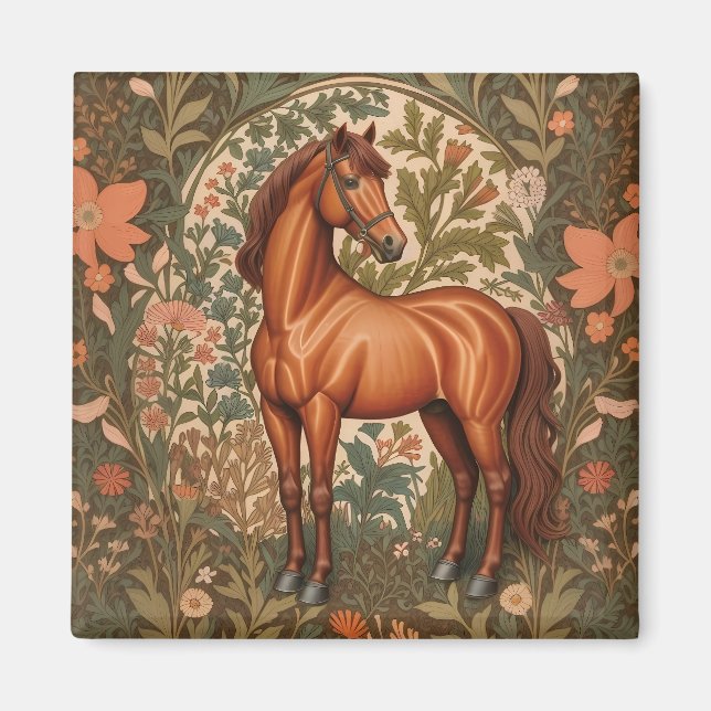 Imán Beautiful Brown Horse William Morris Inspired  (Frente)