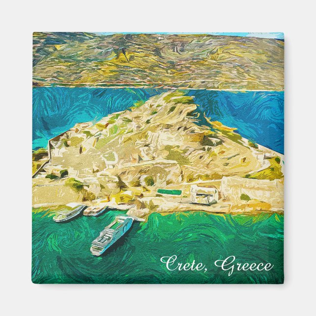 Imán Beautiful Crete Greece Scenery Oil Paint (Frente)