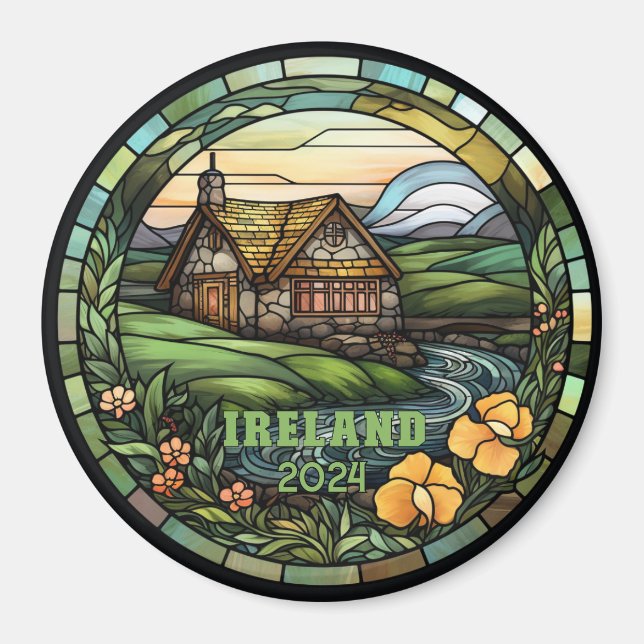 Imán Beautiful Faux Stained Glass Ireland Souvenir (Frente)