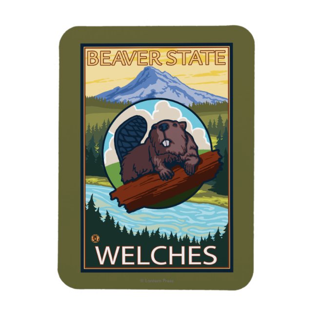 Imán Beaver & Mt. Hood - Welches, Oregón (Vertical)