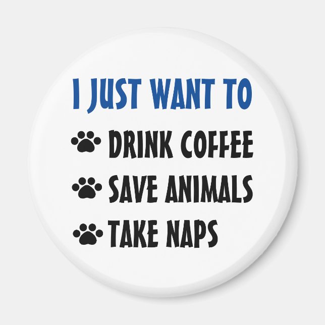 Imán Bebe café, salva animales, toma siestas (Frente)