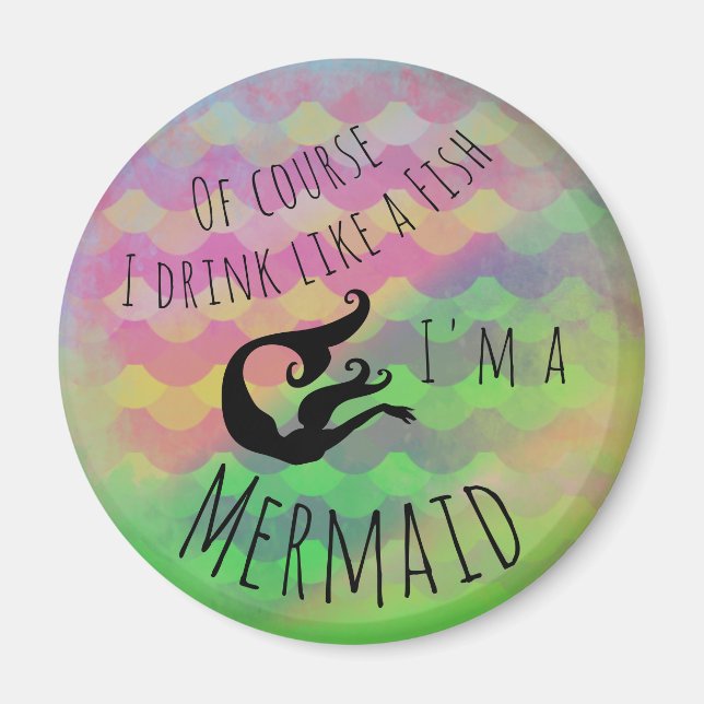 Imán ¡Bebe como un pez! - Escalas de colores (Frente)