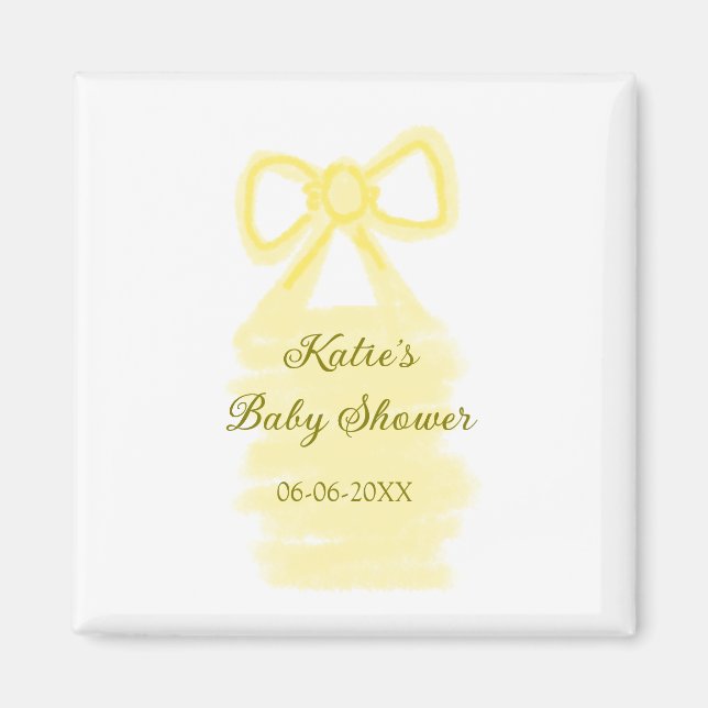 Imán Bebé ducha amarillo arco acuático elegante moderno (Frente)