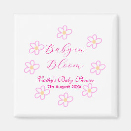 Imán Bebé en flor rosa ducha bebé simple elegancia
