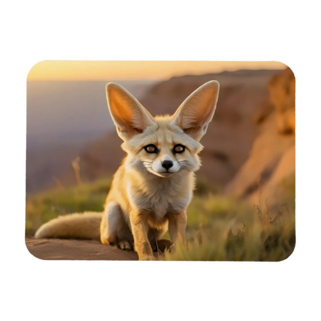 Imán Bebé Fennec fox en el acantilado (Horizontal)