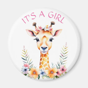 Imán Bebé Giraffe Floral, es un Chica   BABY SHOWER