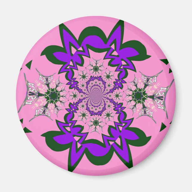 Imán Bebé lindo Floral Rosa Morada Sombra Motif Art (Frente)