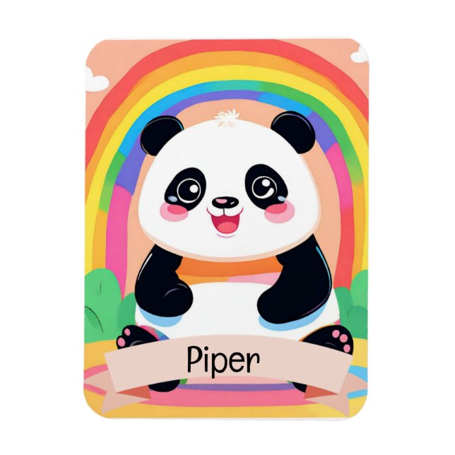 Imán Bebé lindo Panda Rainbow (Vertical)