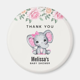 Imán Bebé rosa dulce elefante y la frontera de Rosas gr