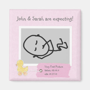 Imán Bebé rosa Ultrasonido Personalizado de fotografía 