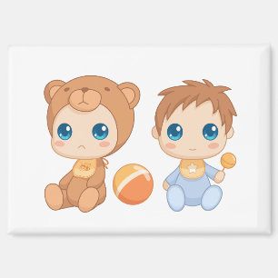 Imán Bebé Twins Bear Jumpsuit