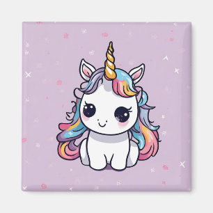 Imán Bebé Unicornio Lindo Crin Arcoíris Lavanda Estrell
